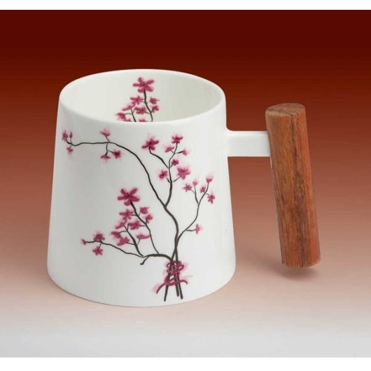Skodelica CHERRY BLOSSOM z lesenim ročajem 0,32l