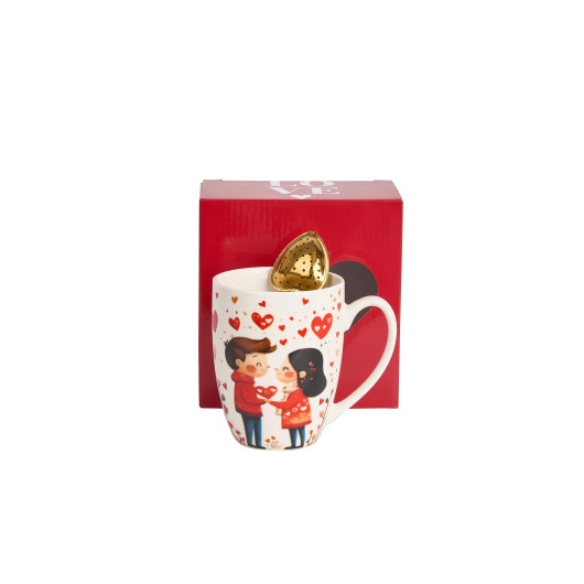 Skodelica porcelan Couple 360ml s cedilom srce