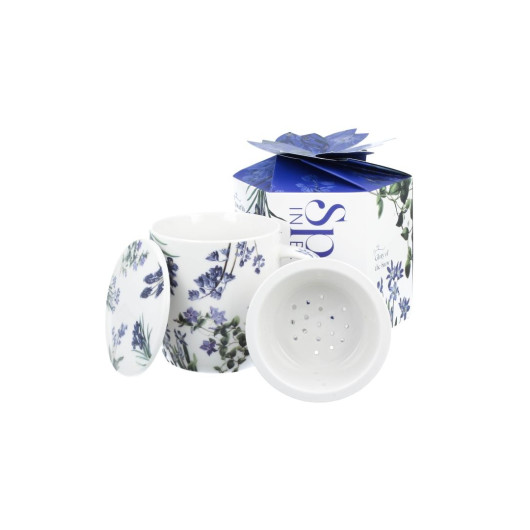 Skodelica s cedilom 400ml porcelan Blue Flowers 