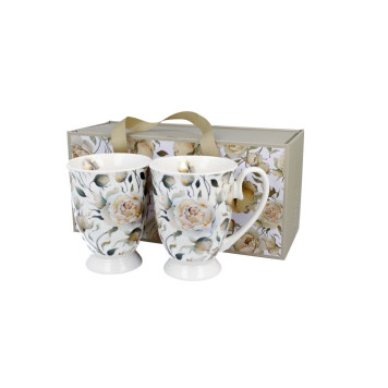 Skodelica 2/1 porcelan English Roses White 