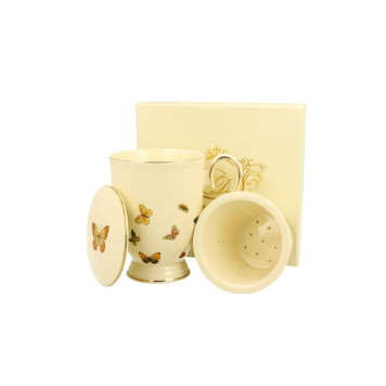 Skodelica s cedilom Ecru 400ml porcelan Butterflies 