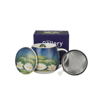 Skodelica porcelan s cedilom Nenufars Monet 430ml